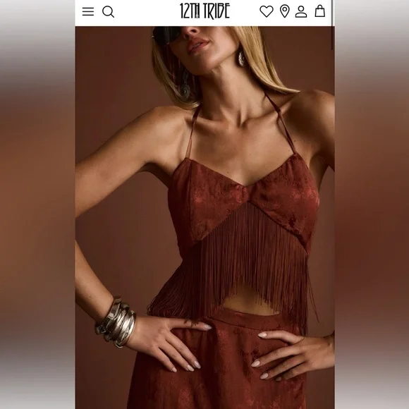 12th Tribe Brown Halter Tiered Mini Dress - Picture 3 of 3